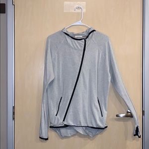 Mystree Grey Asymmetrical Yoga Full Zip Hoodie